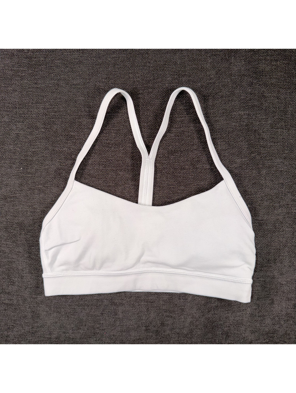 Lululemon Flow Y Bra Size 4, White/Gray Nulu Sports Bra